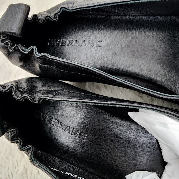 Everlane The Day Heel Black Leather Block Shoes Women's Size 6 Ballet Flats - Picture 6 of 11